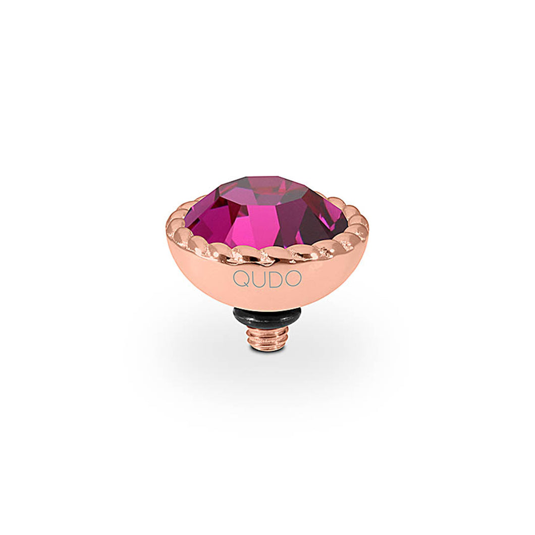 QUDO INTERCHANGEABLE BOCCONI TOP 11MM - FUCHSIA CRYSTAL - ROSE GOLD PLATED