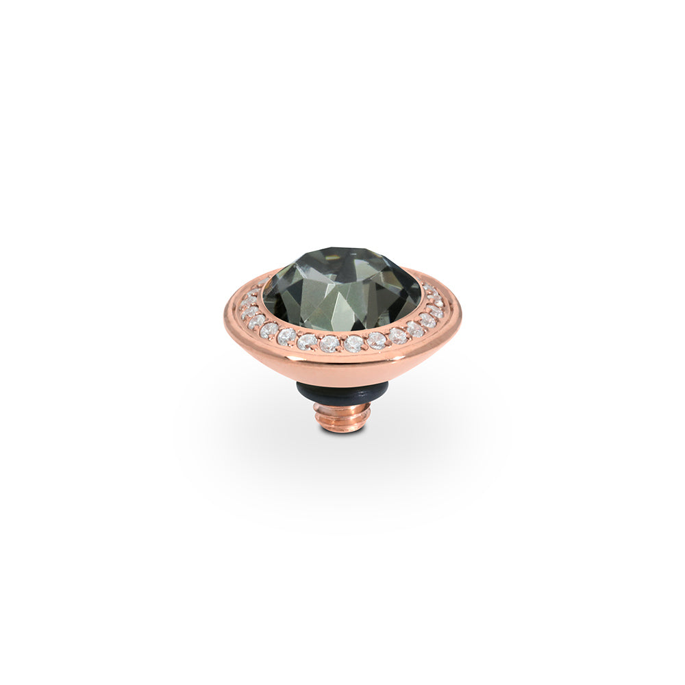 QUDO INTERCHANGEABLE TONDO DELUXE TOP 9MM - BLACK DIAMOND CRYSTAL - ROSE GOLD PLATED