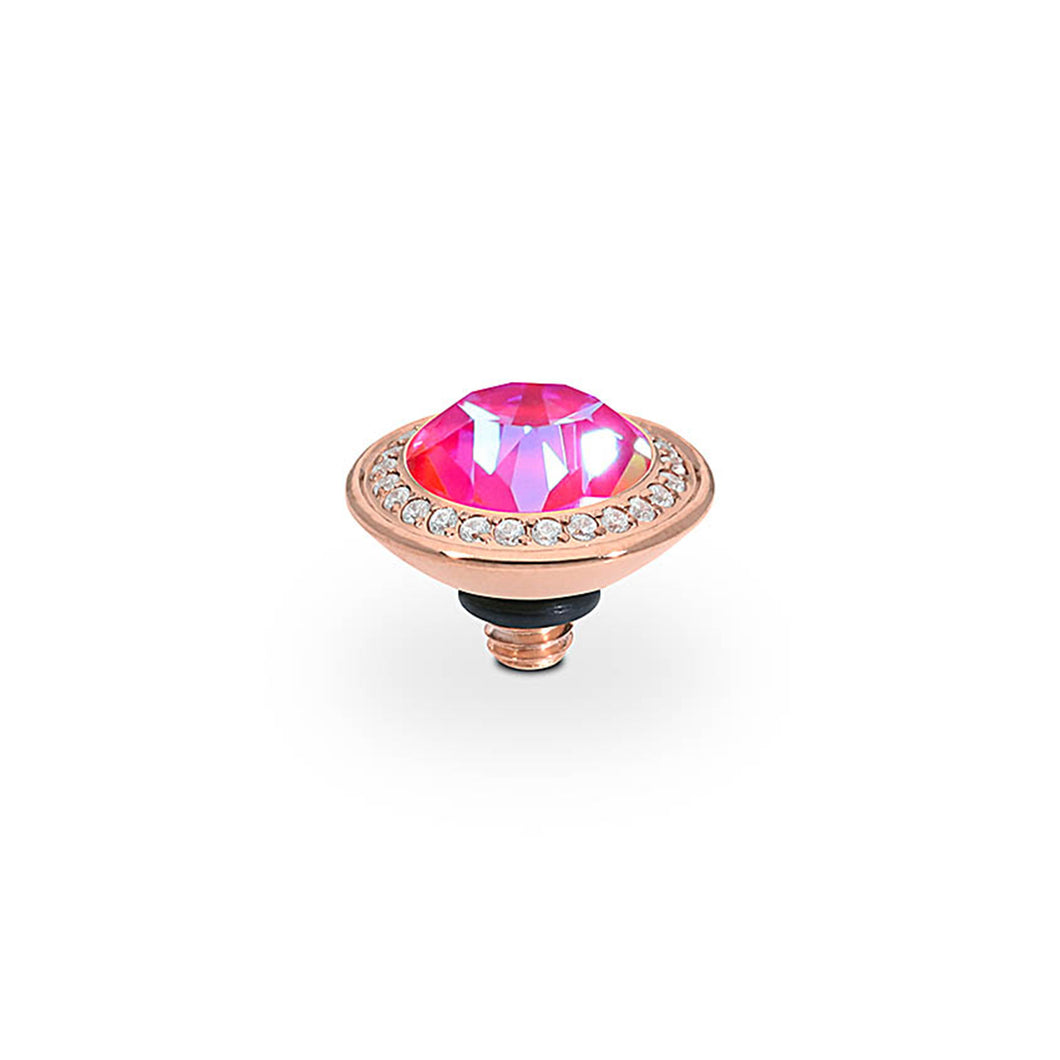 QUDO INTERCHANGEABLE TONDO DELUXE TOP 9MM - ROYAL RED DELITE CRYSTAL - ROSE GOLD PLATED