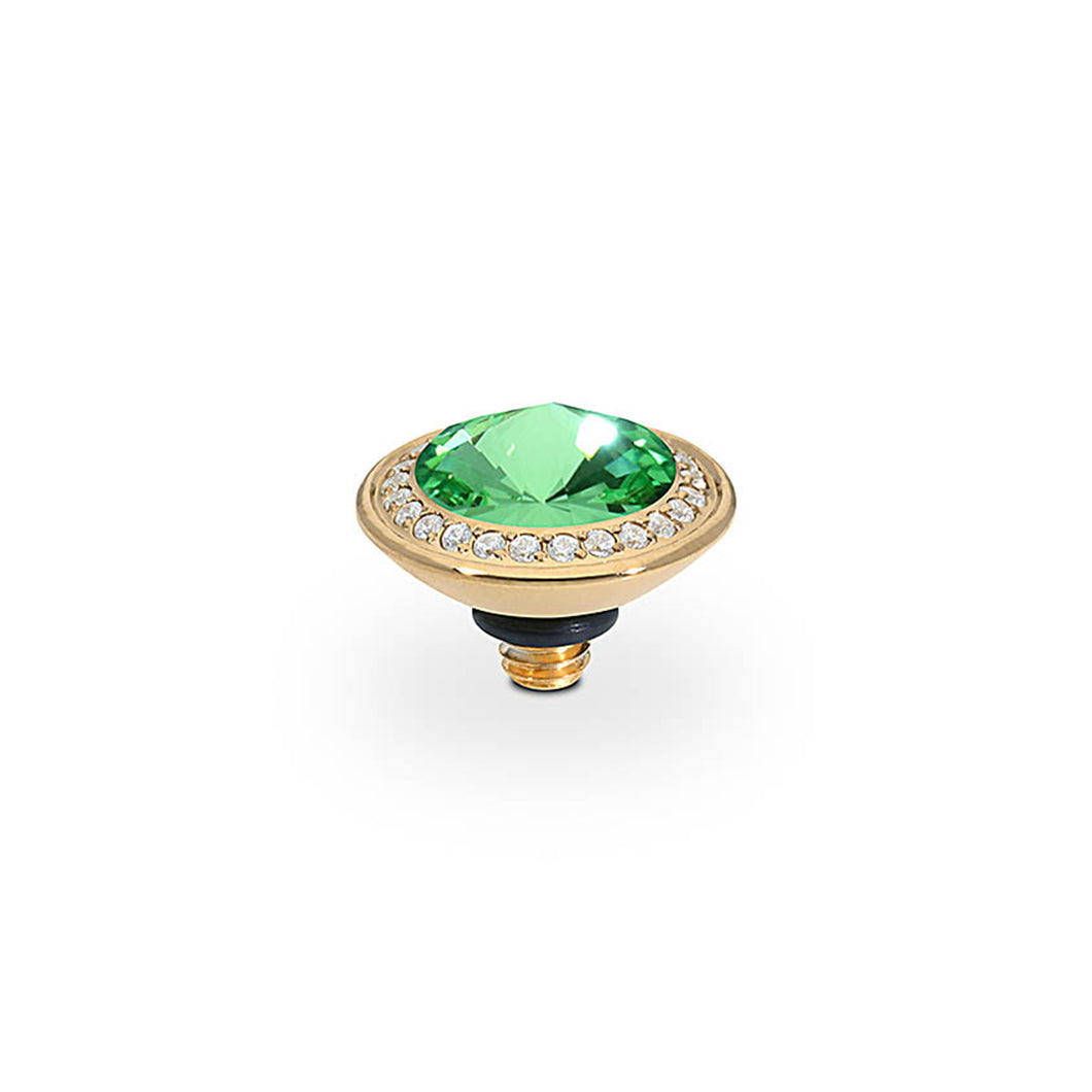 QUDO INTERCHANGEABLE TONDO DELUXE TOP 9MM - PERIDOT CRYSTAL - GOLD PLATED