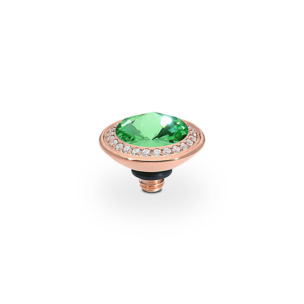 QUDO INTERCHANGEABLE TONDO DELUXE TOP 9MM - PERIDOT CRYSTAL - ROSE GOLD PLATED