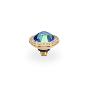 QUDO INTERCHANGEABLE TONDO DELUXE TOP 9MM - BERMUDA BLUE CRYSTAL - GOLD PLATED