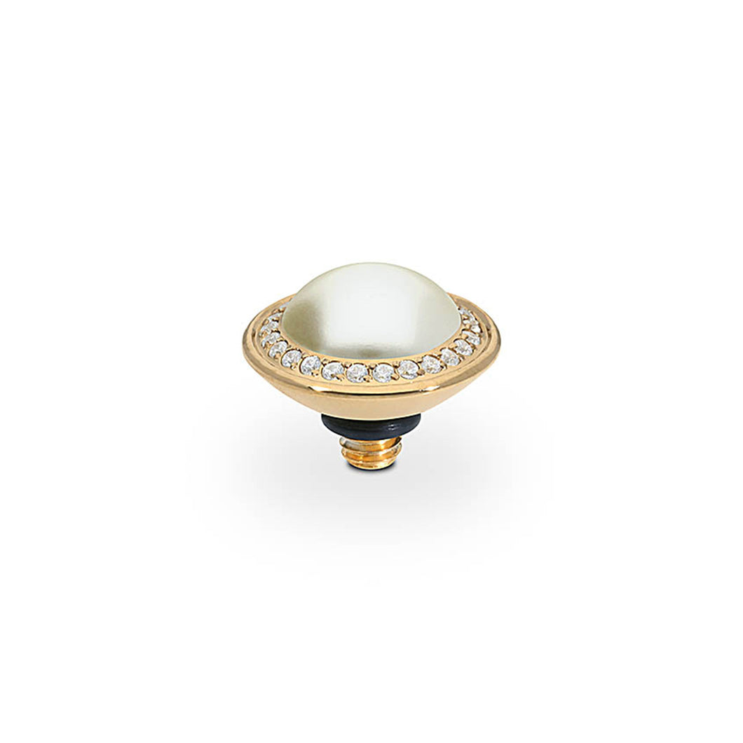 QUDO INTERCHANGEABLE TONDO DELUXE TOP 9MM - CREAM CRYSTAL PEARL - GOLD PLATED