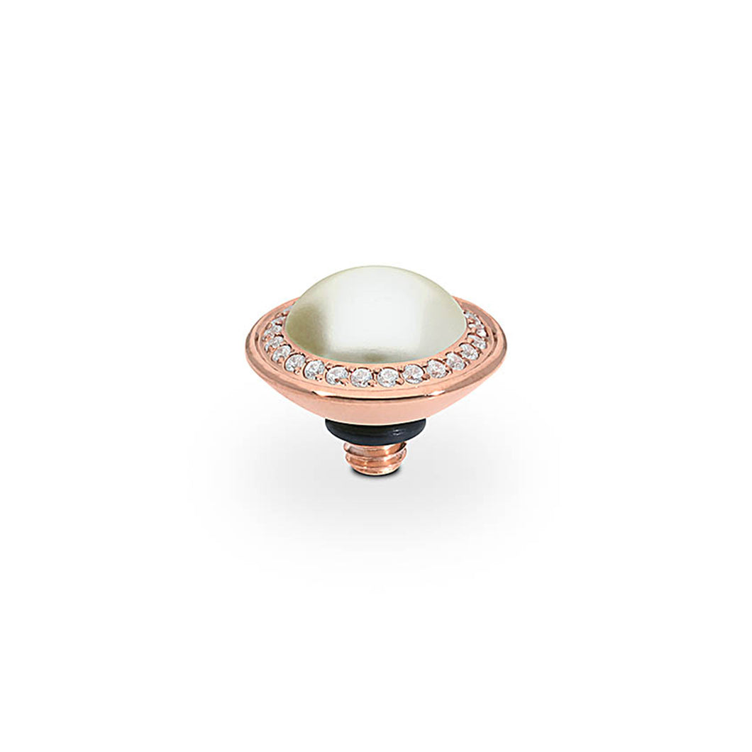 QUDO INTERCHANGEABLE TONDO DELUXE TOP 9MM - CREAM CRYSTAL PEARL - ROSE GOLD PLATED