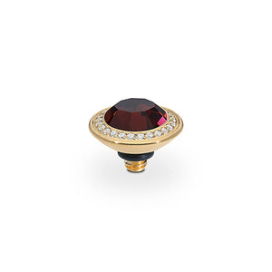 QUDO INTERCHANGEABLE TONDO DELUXE TOP 9MM - BURGUNDY CRYSTAL - GOLD PLATED