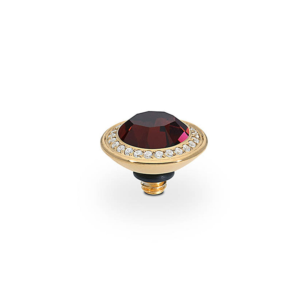 QUDO INTERCHANGEABLE TONDO DELUXE TOP 9MM - BURGUNDY CRYSTAL - GOLD PLATED