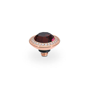 QUDO INTERCHANGEABLE TONDO DELUXE TOP 9MM - BURGUNDY CRYSTAL - ROSE GOLD PLATED