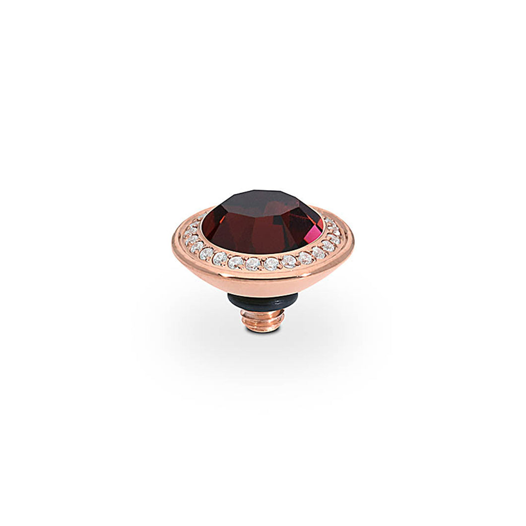 QUDO INTERCHANGEABLE TONDO DELUXE TOP 9MM - BURGUNDY CRYSTAL - ROSE GOLD PLATED