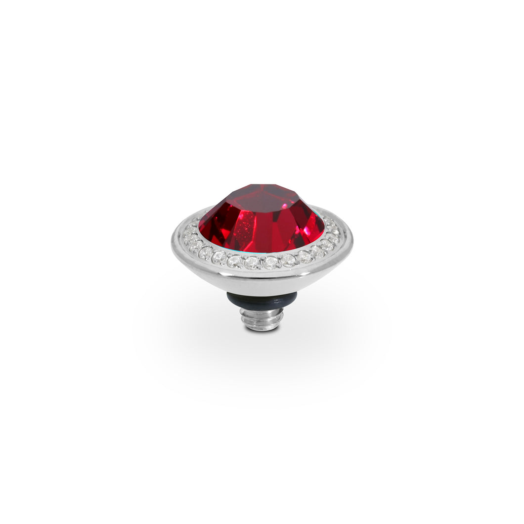 QUDO INTERCHANGEABLE TONDO DELUXE TOP 9MM - RUBY CRYSTAL - STAINLESS STEEL