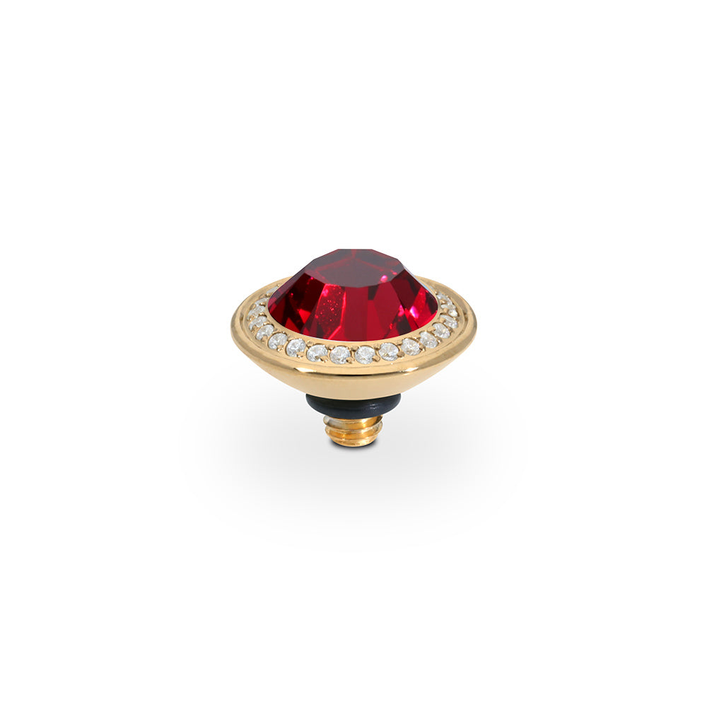 QUDO INTERCHANGEABLE TONDO DELUXE TOP 9MM - RUBY CRYSTAL - GOLD PLATED