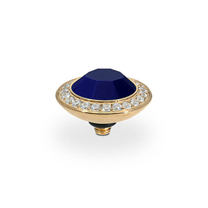 QUDO INTERCHANGEABLE TONDO DELUXE TOP 13MM - DEEP SEA BLUE CRYSTAL - GOLD PLATED