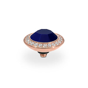QUDO INTERCHANGEABLE TONDO DELUXE TOP 13MM - DEEP SEA BLUE CRYSTAL - ROSE GOLD PLATED