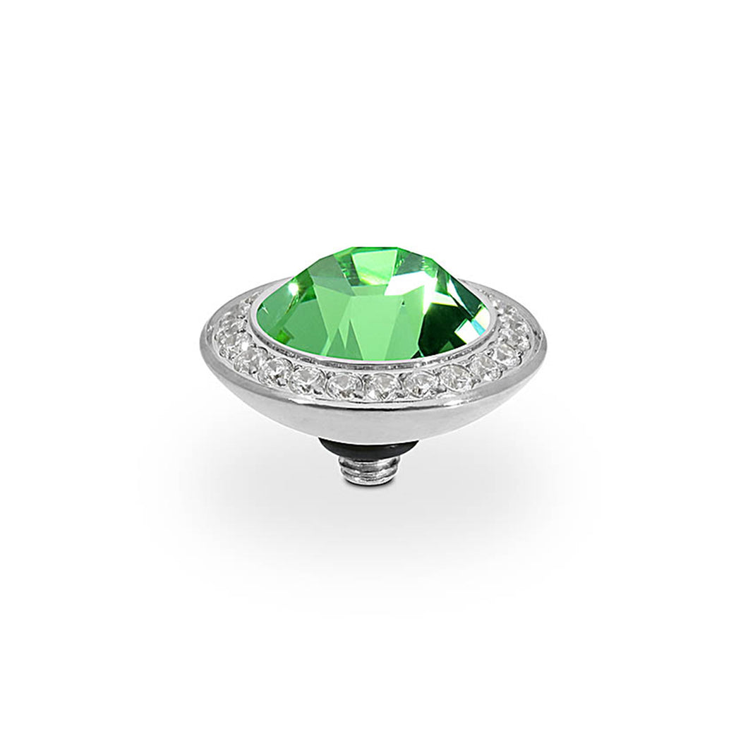 QUDO INTERCHANGEABLE TONDO DELUXE TOP 13MM - PERIDOT CRYSTAL - STAINLESS STEEL