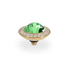 Load image into Gallery viewer, QUDO INTERCHANGEABLE TONDO DELUXE TOP 13MM - PERIDOT CRYSTAL - GOLD PLATED

