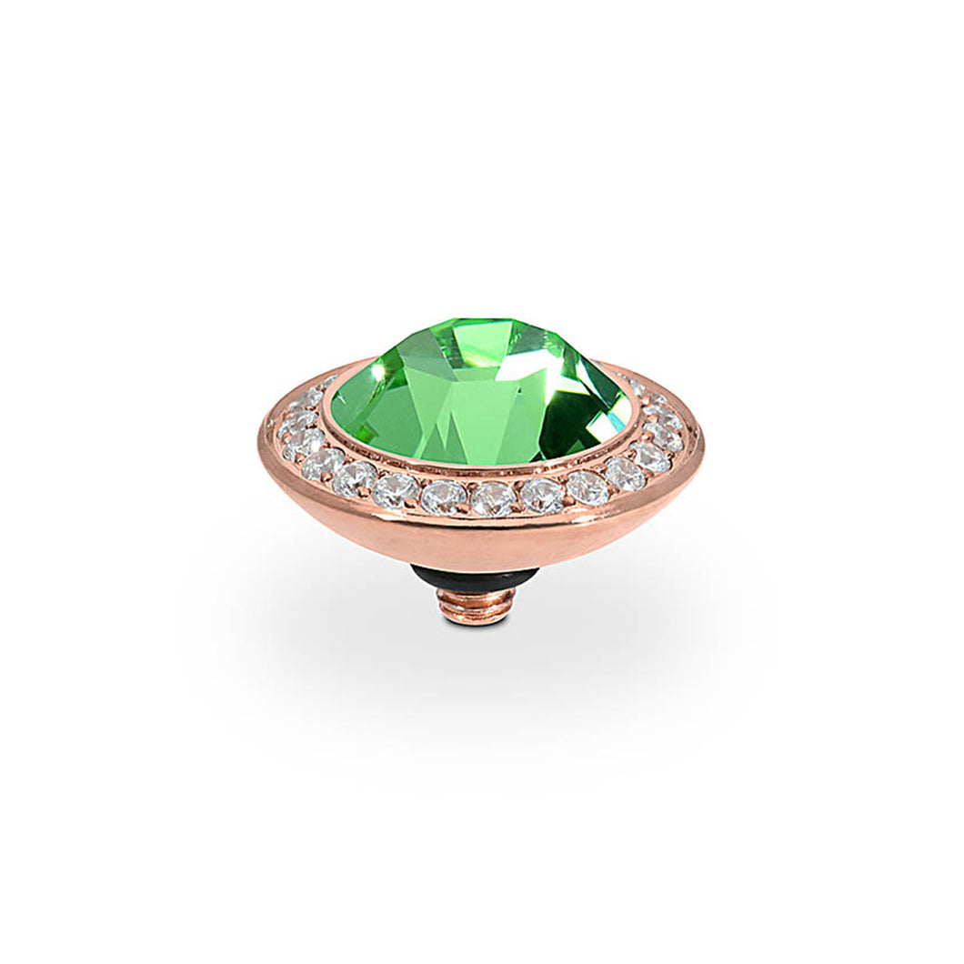 QUDO INTERCHANGEABLE TONDO DELUXE TOP 13MM - PERIDOT CRYSTAL - ROSE GOLD PLATED