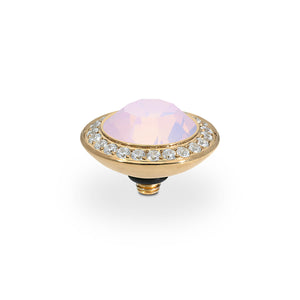 QUDO INTERCHANGEABLE TONDO DELUXE TOP 13MM - ROSE OPAL CRYSTAL - GOLD PLATED