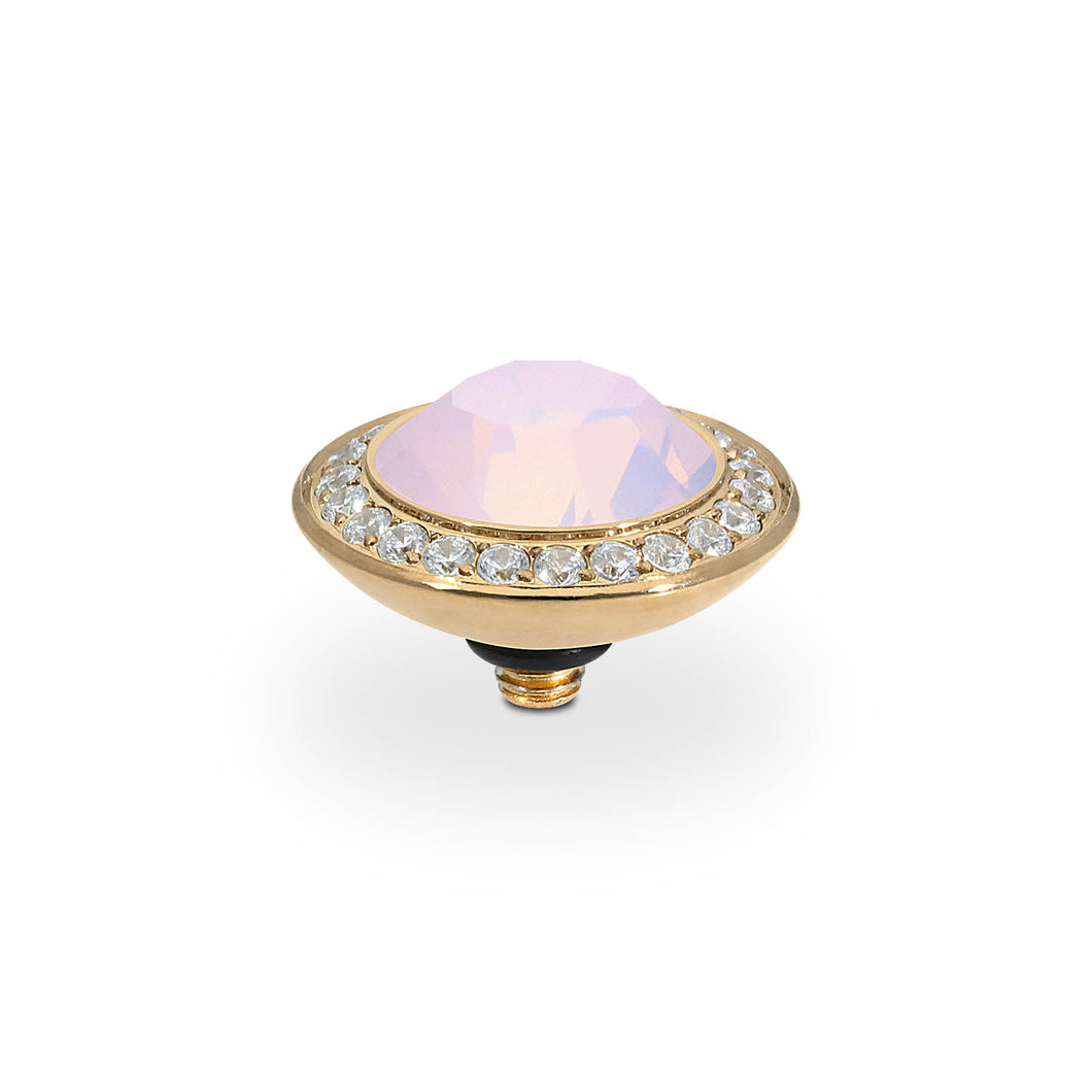 QUDO INTERCHANGEABLE TONDO DELUXE TOP 13MM - ROSE OPAL CRYSTAL - GOLD PLATED