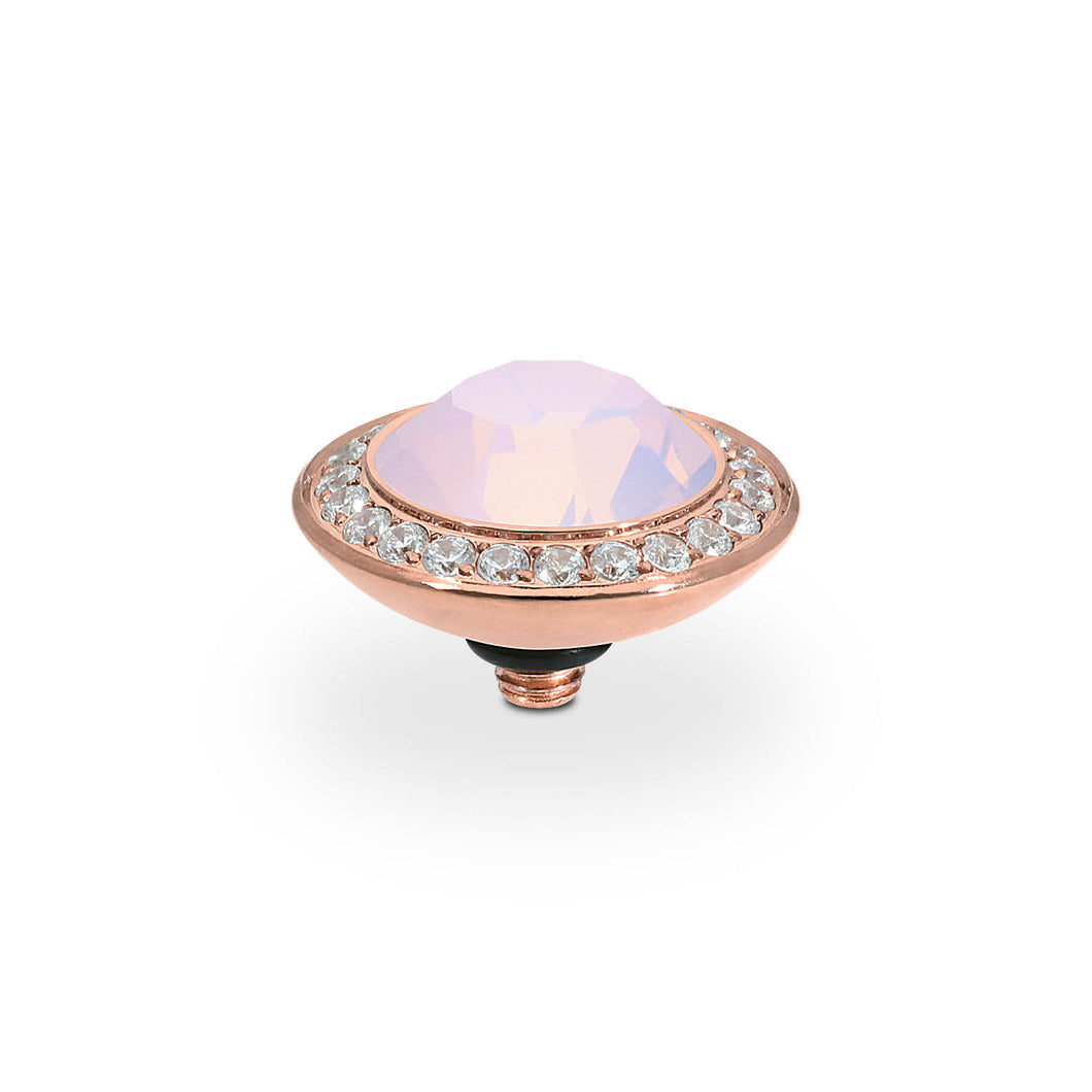 QUDO INTERCHANGEABLE TONDO DELUXE TOP 13MM - ROSE OPAL CRYSTAL - ROSE GOLD PLATED