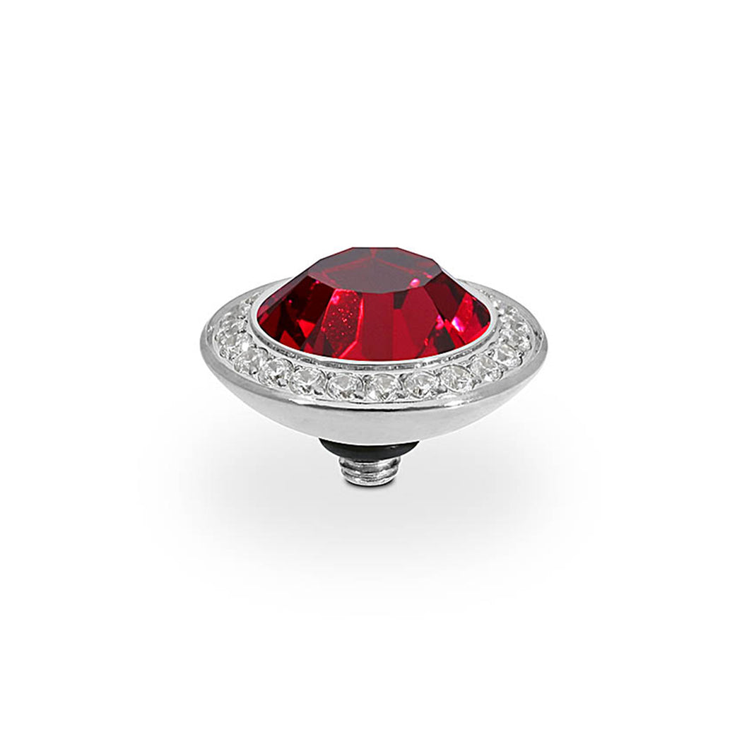 QUDO INTERCHANGEABLE TONDO DELUXE TOP 13MM - RUBY CRYSTAL - STAINLESS STEEL