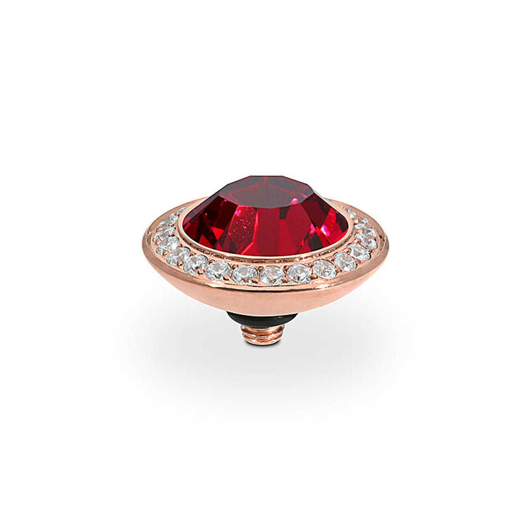 QUDO INTERCHANGEABLE TONDO DELUXE TOP 13MM - RUBY CRYSTAL - ROSE GOLD PLATED