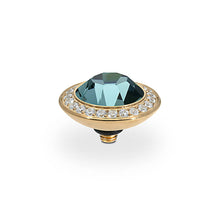 Load image into Gallery viewer, QUDO INTERCHANGEABLE TONDO DELUXE TOP 13MM - SMOKED SAPPHIRE CRYSTAL - GOLD PLATED
