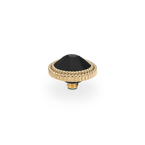 QUDO INTERCHANGEABLE FABERO FLAT TOP 10MM - JET BLACK CRYSTAL - GOLD PLATED