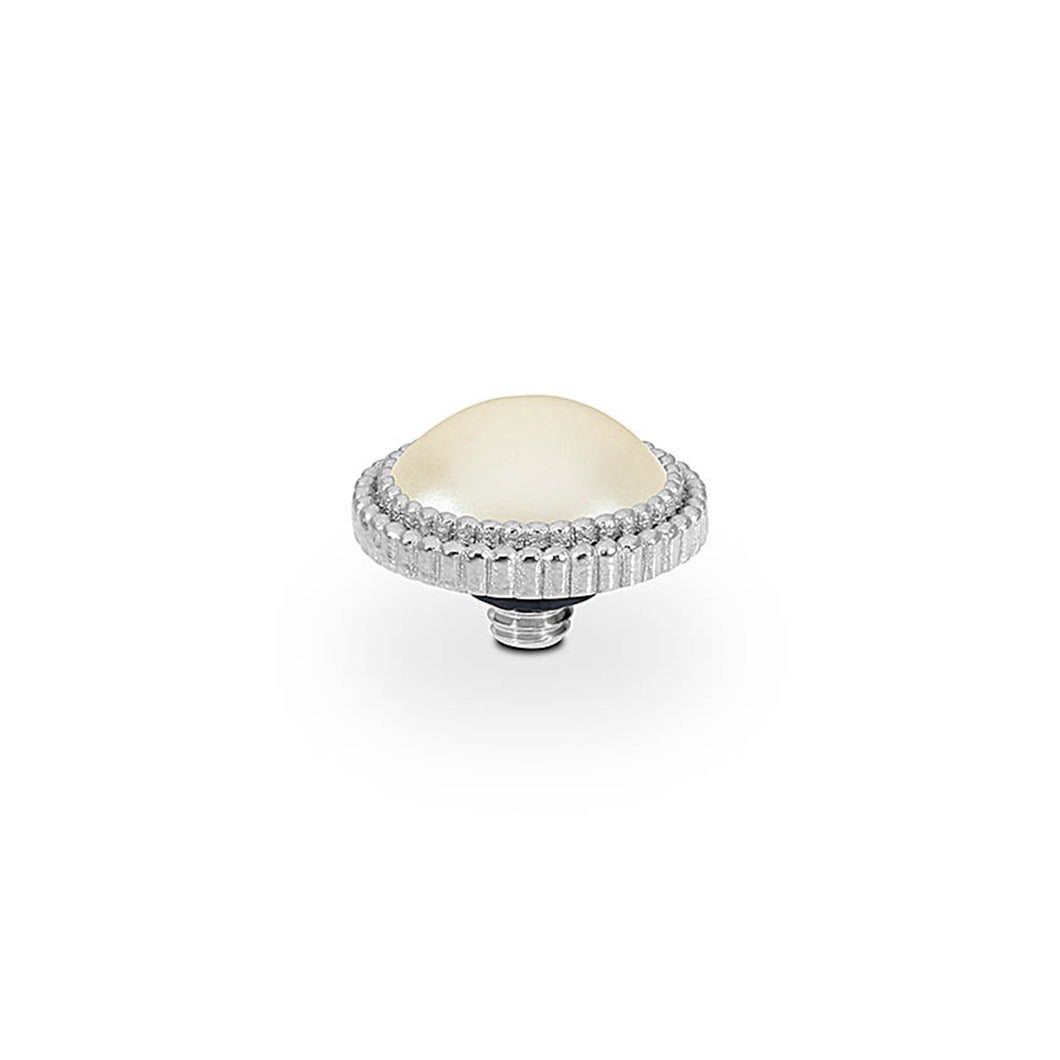 QUDO INTERCHANGEABLE FABERO FLAT TOP 10MM - CREAM CRYSTAL PEARL - STAINLESS STEEL