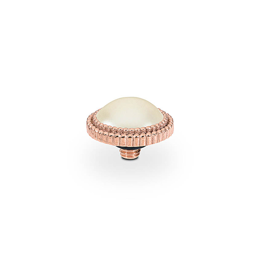 QUDO INTERCHANGEABLE FABERO FLAT TOP 10MM - CREAM CRYSTAL PEARL - ROSE GOLD PLATED