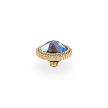 Load image into Gallery viewer, QUDO INTERCHANGEABLE FABERO FLAT TOP 10MM - LIGHT SAPPHIRE SHIMMER CRYSTAL - GOLD PLATED
