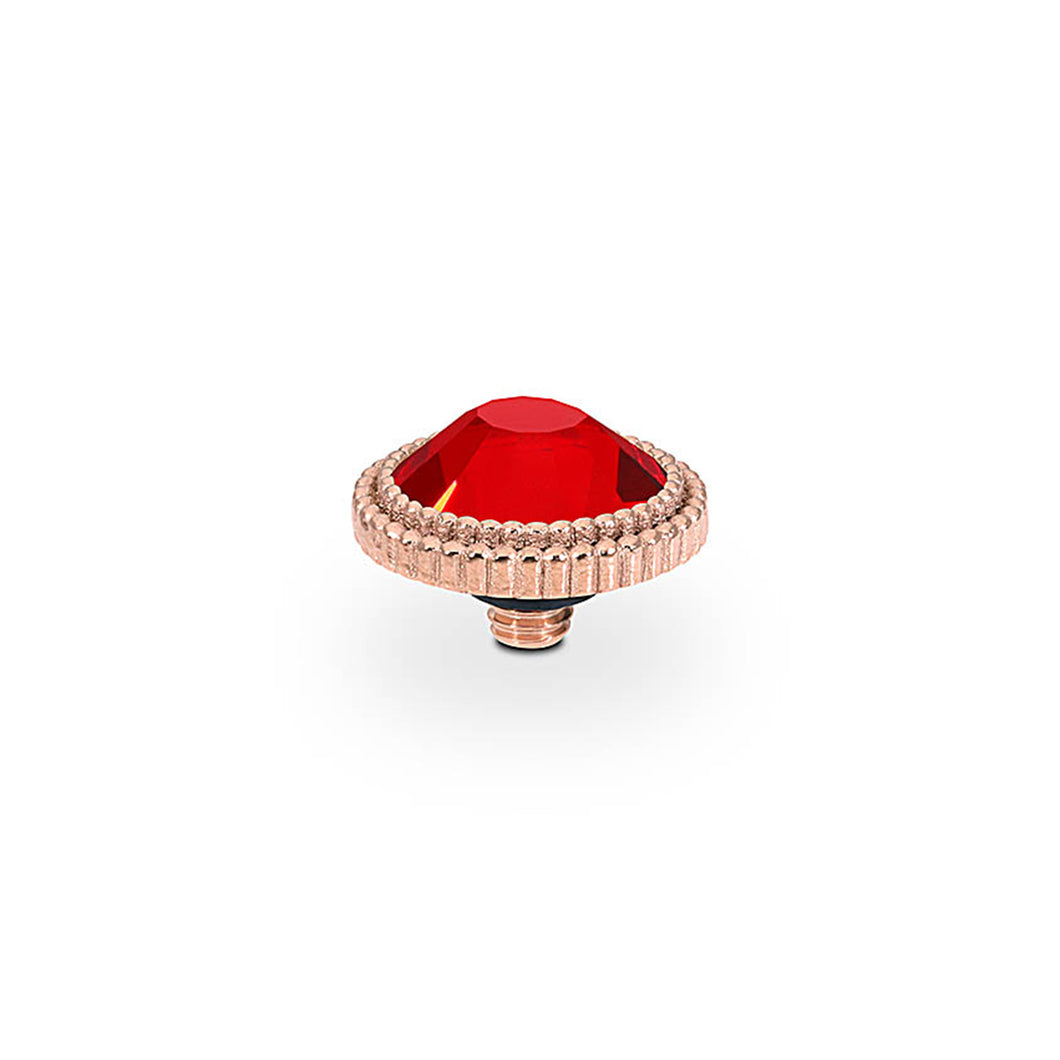 QUDO INTERCHANGEABLE FABERO FLAT TOP 10MM - LIGHT SIAM RED - ROSE GOLD PLATED