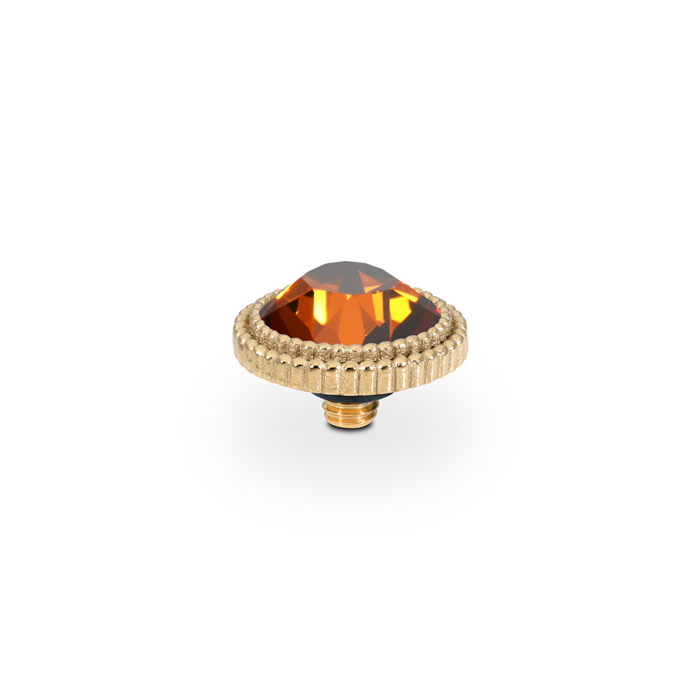 QUDO INTERCHANGEABLE FABERO FLAT TOP 10MM - SMOKED AMBER - GOLD PLATED