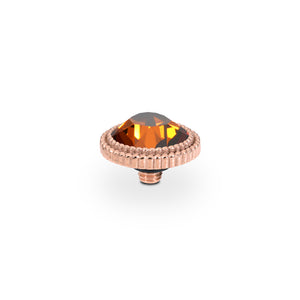 QUDO INTERCHANGEABLE FABERO FLAT TOP 10MM - SMOKED AMBER - ROSE GOLD PLATED