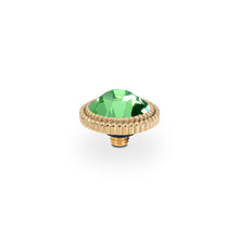 Load image into Gallery viewer, QUDO INTERCHANGEABLE FABERO FLAT TOP 10MM - PERIDOT CRYSTAL - GOLD PLATED
