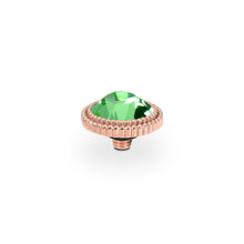 Load image into Gallery viewer, QUDO INTERCHANGEABLE FABERO FLAT TOP 10MM - PERIDOT CRYSTAL - ROSE GOLD PLATED
