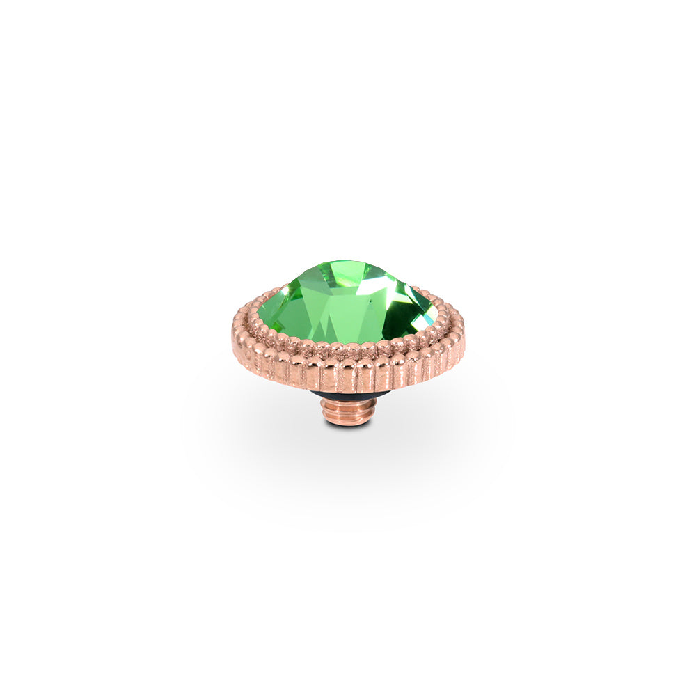 QUDO INTERCHANGEABLE FABERO FLAT TOP 10MM - PERIDOT CRYSTAL - ROSE GOLD PLATED