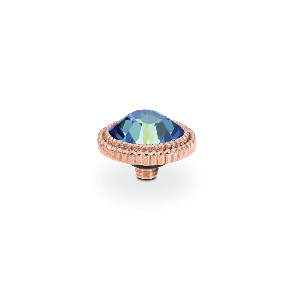 QUDO INTERCHANGEABLE FABERO FLAT TOP 10MM - BERMUDA BLUE CRYSTAL - ROSE GOLD PLATED
