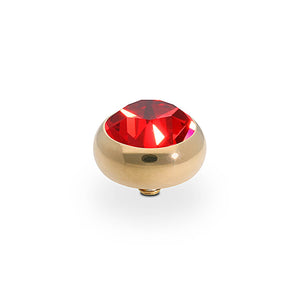 QUDO INTERCHANGEABLE SESTO TOP 10MM - SCARLET CRYSTAL - GOLD PLATED