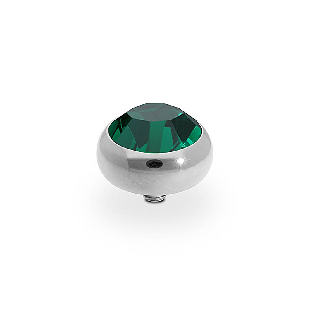QUDO INTERCHANGEABLE SESTO TOP 10MM - EMERALD CRYSTAL - STAINLESS STEEL