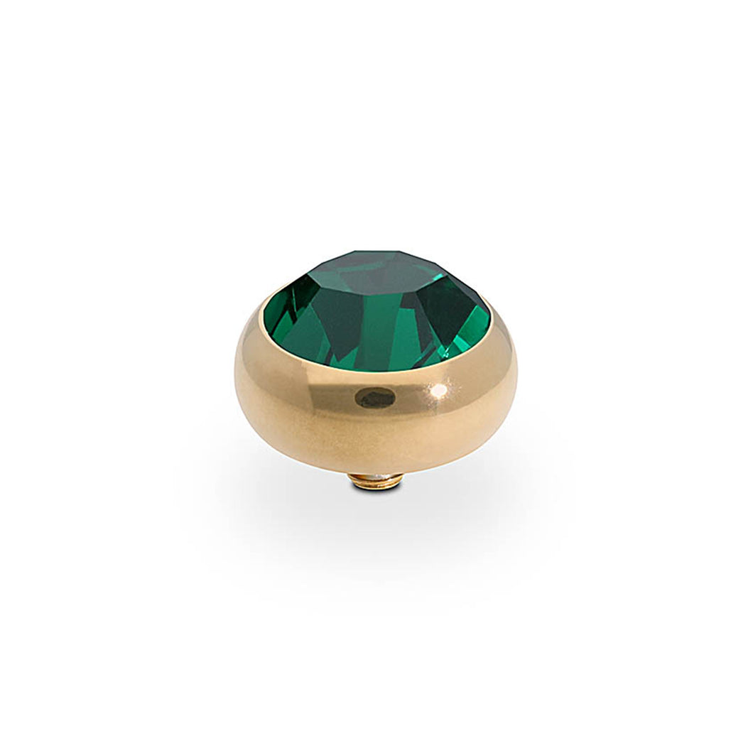 QUDO INTERCHANGEABLE SESTO TOP 10MM - EMERALD CRYSTAL - GOLD PLATED