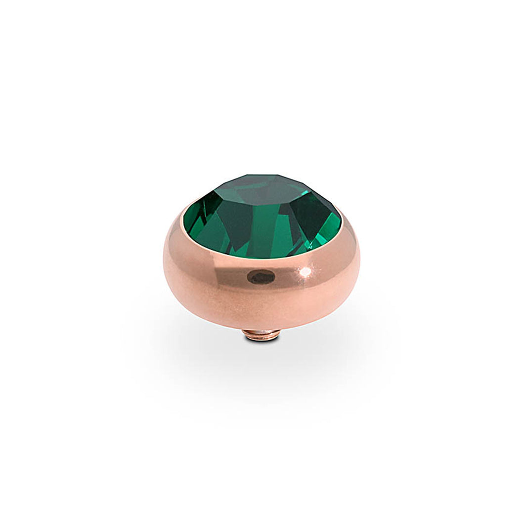 QUDO INTERCHANGEABLE SESTO TOP 10MM - EMERALD CRYSTAL - ROSE GOLD PLATED