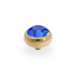 QUDO INTERCHANGEABLE SESTO TOP 10MM - SAPPHIRE CRYSTAL - GOLD PLATED