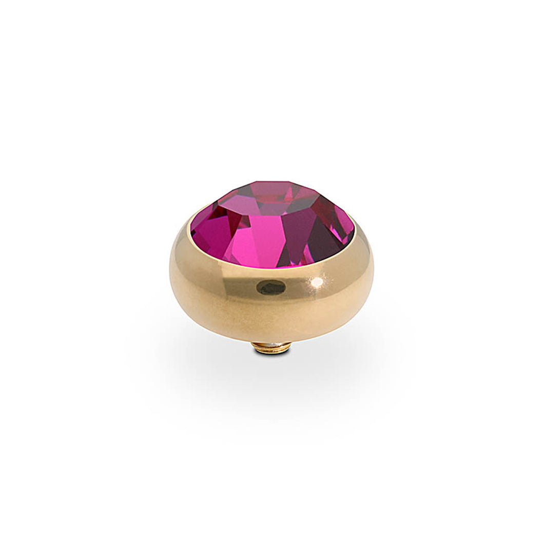 QUDO INTERCHANGEABLE SESTO TOP 10MM - FUCHSIA CRYSTAL - GOLD PLATED