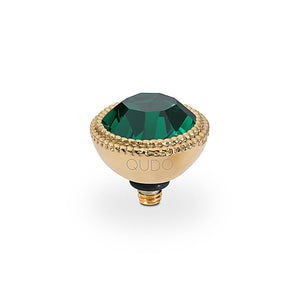 QUDO INTERCHANGEABLE FABERO TOP 11MM - EMERALD CRYSTAL - GOLD PLATED