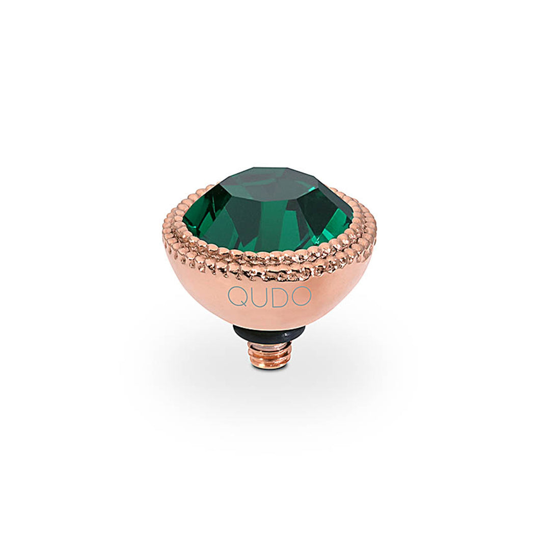 QUDO INTERCHANGEABLE FABERO TOP 11MM - EMERALD CRYSTAL - ROSE GOLD PLATED
