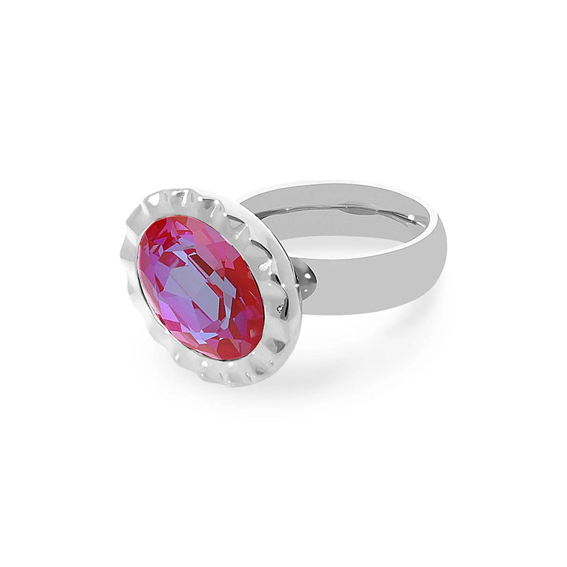 QUDO TIVOLA UNICA RING -  STAINLESS STEEL & ROYAL RED DELITE
