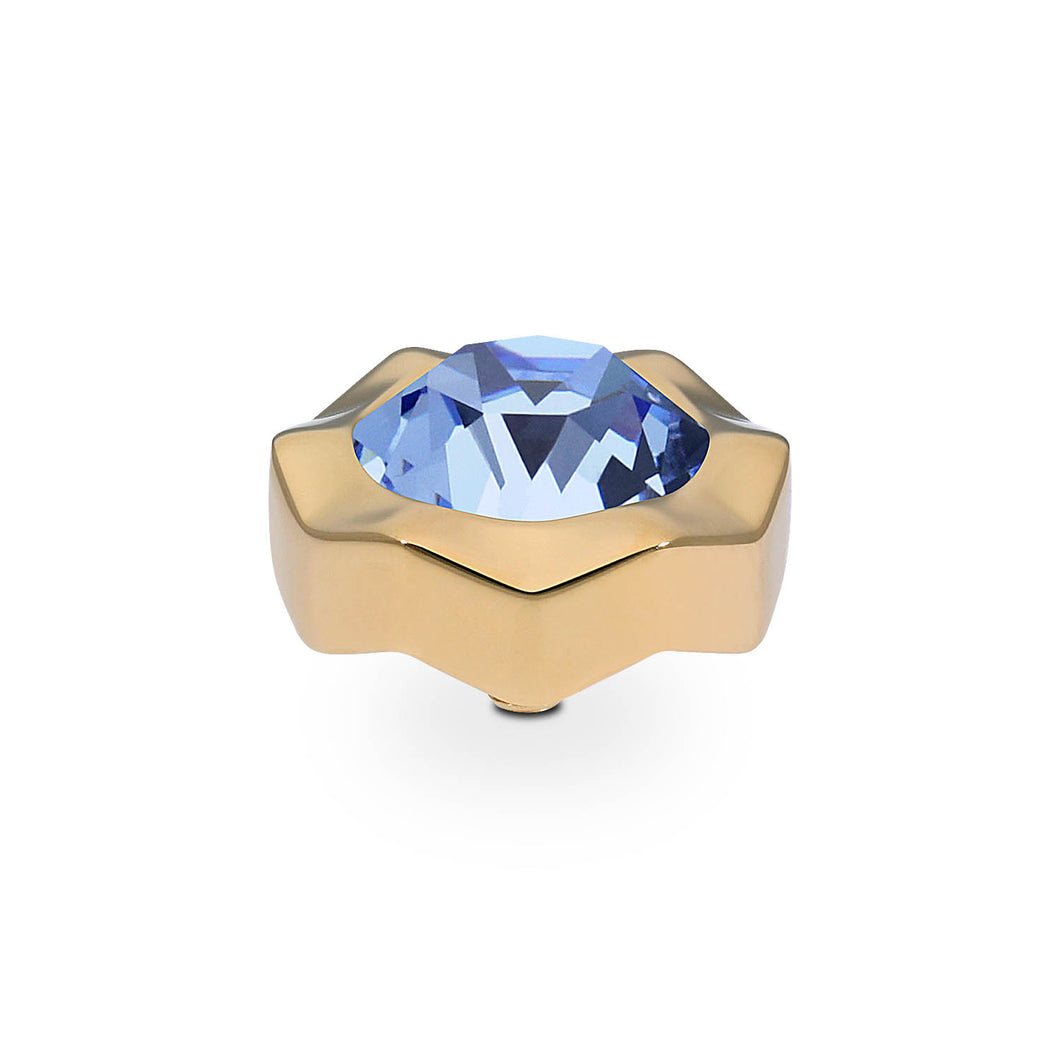 QUDO INTERCHANGEABLE NEMOLI TOP 13MM - LIGHT SAPPHIRE CRYSTAL - GOLD PLATED