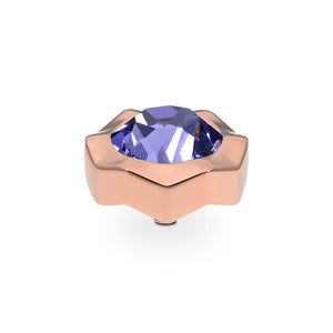 QUDO INTERCHANGEABLE NEMOLI TOP 13MM - TANZANITE CRYSTAL - ROSE GOLD PLATED