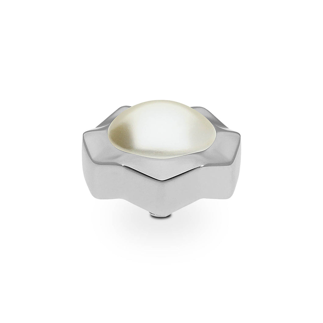 QUDO INTERCHANGEABLE NEMOLI TOP 13MM - CREAM CRYSTAL PEARL - STAINLESS STEEL