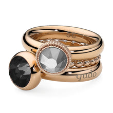 Load image into Gallery viewer, QUDO INTERCHANGEABLE FABERO FLAT TOP 10MM - LABRADOR CHROME CRYSTAL - ROSE GOLD PLATED
