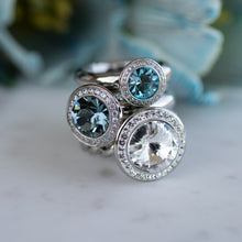 Load image into Gallery viewer, QUDO INTERCHANGEABLE TONDO DELUXE TOP 9MM - BLUE ZIRCON CRYSTAL - GOLD PLATED
